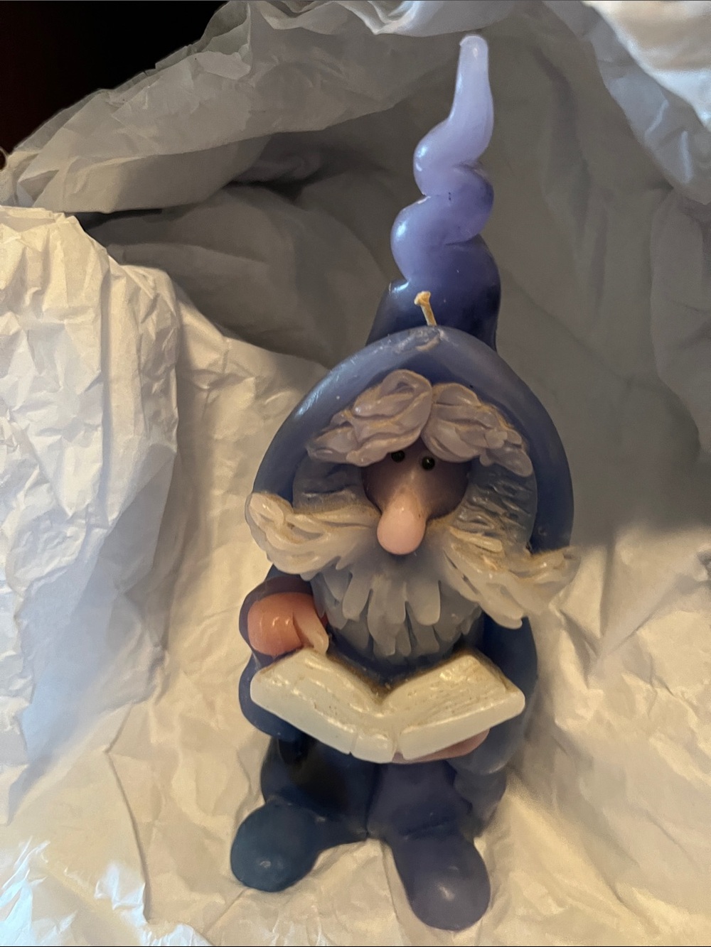 Purple Wizard Book Figurine Candle - Decorative Home Art